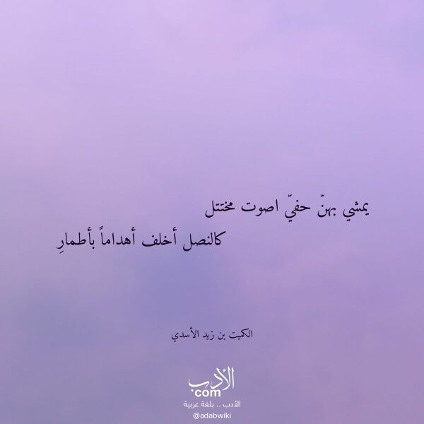 اقتباس من قصيدة يمشي بهن حفي اصوت مختتل لـ الكميت بن زيد الأسدي اقتباس من قصيدة يمشي بهن حفي اصوت مختتل لـ الكميت بن زيد الأسدي