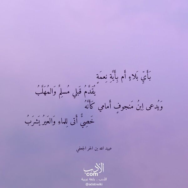 اقتباس من قصيدة بأي بلاء أم بأية نعمة لـ عبيد الله بن الحر الجعفي اقتباس من قصيدة بأي بلاء أم بأية نعمة لـ عبيد الله بن الحر الجعفي