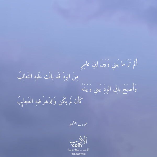اقتباس من قصيدة ألم تر ما بيني وبين ابن عامر لـ عمرو بن الأهتم