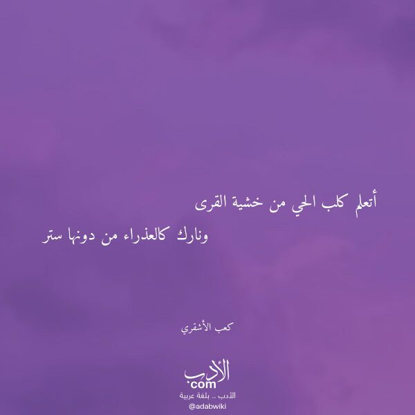 اقتباس من قصيدة أتعلم كلب الحي من خشية القرى لـ كعب الأشقري