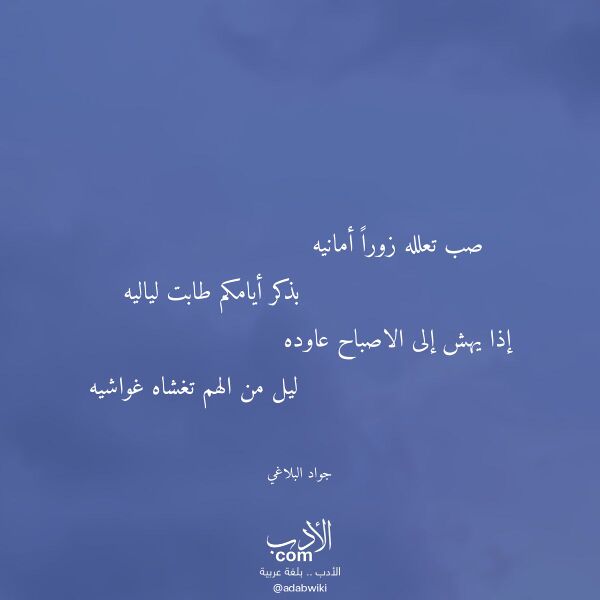 اقتباس من قصيدة صب تعلله زورا أمانيه لـ جواد البلاغي